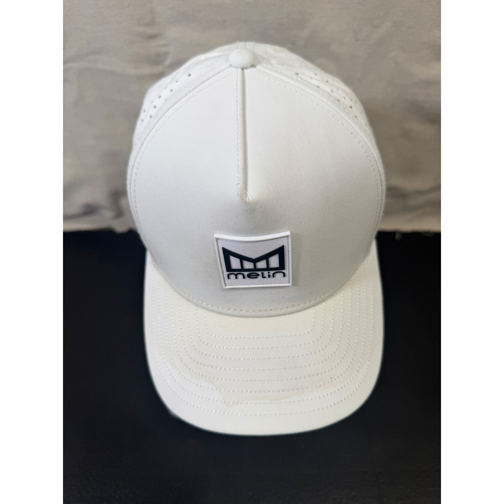 Melin Hydro A-Game Hat Mens OS White Snapback Perforated Water Resistant Cap